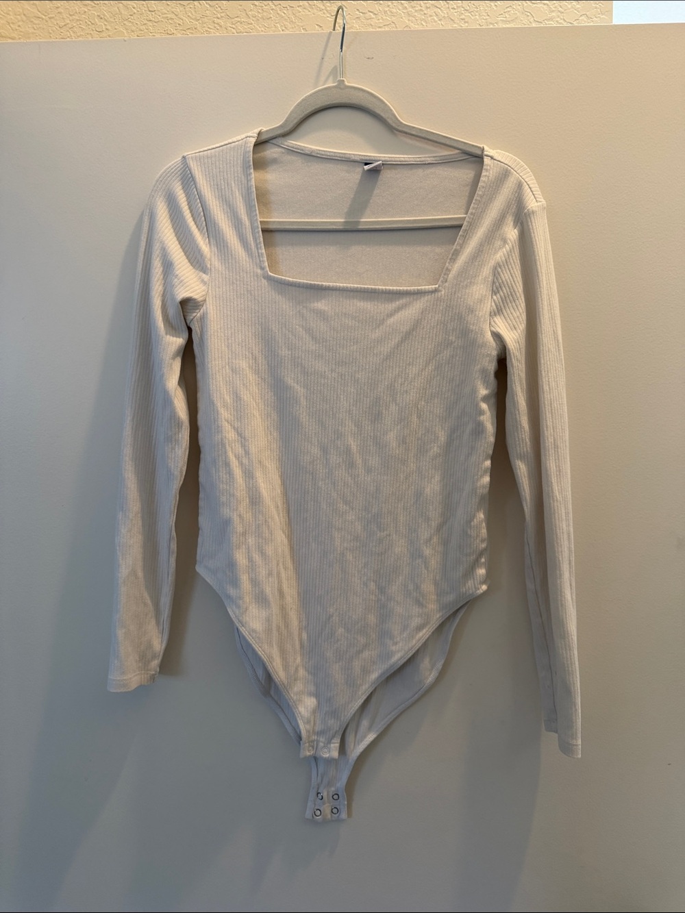 Old Navy Long-Sleeve Ribbed Square-Neck Bodysuit - White